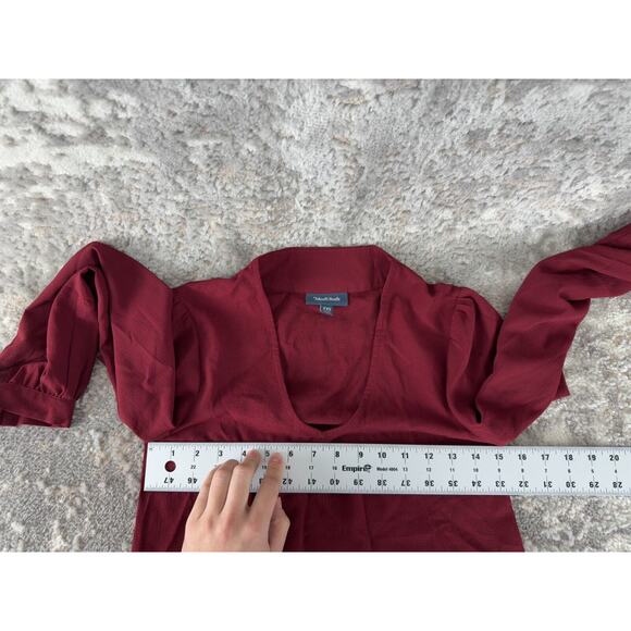 Modcloth Womens Size XXS Scoop Neck Top Red Tie Long Sleeve Pullover Blouse - Picture 4 of 8